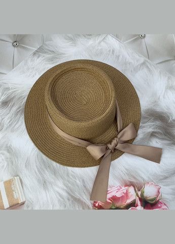 Шляпа женская летняя канотье с атласной лентой ELINA No Brand (293943123)