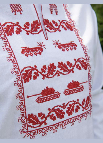 Белая мужская вышиванка. защитник белая с красным. V&V (300358813)