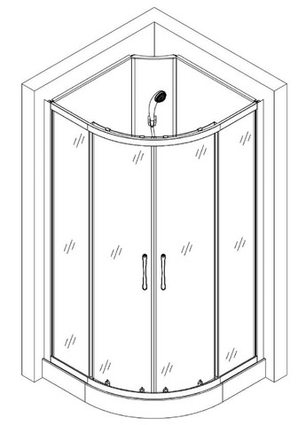 Душовий бокс півкруглий без даху SAN L90FFS (L90F) (3уп.) Bravo (299997511)