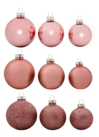 Елочные стеклянные шарики House of Seasons комплект 26 шт темно-розовые для украшения елки декор для дома ProDobro (367264280)