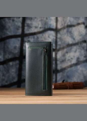 Зручний вертикальний гаманець із натуральної шкіри 23086 Зелений st leather (329150792)
