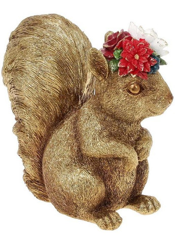 Декоративная статуэтка "Белка с Цветами" 18см, полистоун, золото Bona (372170791)