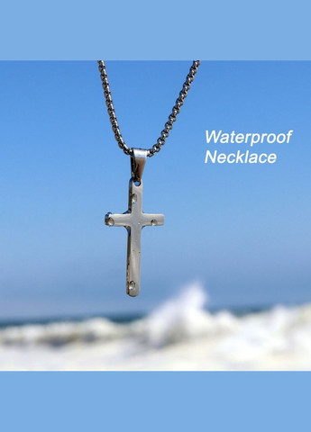 Чоловіча срібна підвіска з кулоном металевий ланцюжок на шию з хрестиком No Brand (328251257)