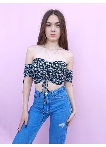 Топ жіночий у дрібні квіточки з відкритими плечима SHEIN (362357776)