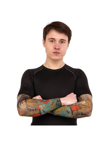 Нарукавники компресійні тату рукава для захисту від сонця 2шт MS-9289 (поліамід, спандекс, чорний) SP-Sport (361434821)