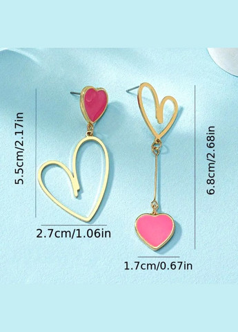 Сережки Ассиметричные сердца No Brand (325830970)
