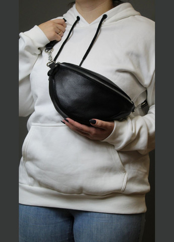 Сумка шкіряна на пояс Бананка, жіноча. Чорний. STOK (293511399)