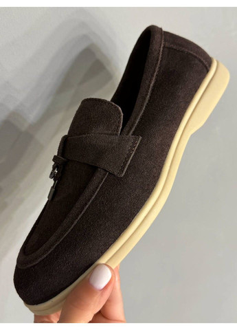 Hengji Туфлі жіночі 336-4 замшеві лофери з фурнітурою коричневі коричневий з натуральна замша, китай — всесезон (353309106)