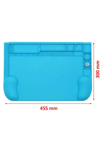 Силіконовий килимок V66D термостійкий для паяння та ремонту смартфонів, техніки / 455x300 мм Blue Mechanic (322566983)