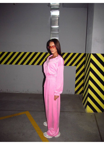 Комбінезон жіночий Гермес однотонний рожевий повсякденний велюр