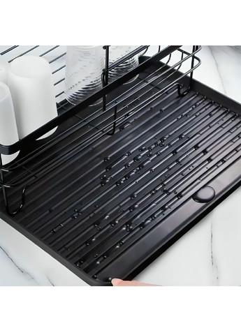Сушарка органайзер підставка дворівнева з піддоном склянкою для кухонного приладдя 43×32×27 см (480918-Prob) Unbranded (347729770)