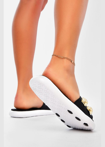 Черные шлепки женские черного цвета с бусинками Let's Shop с бусинами