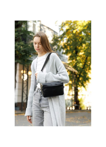 Женская кожаная сумка бананка Harvi черная Sambag (322870486)