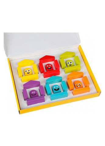 Деревяний конструктор "Кольорові будиночки" колір різнокольоровий CB-00083199 Cubika (314890219)