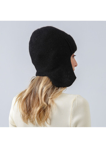Шапка ушанка женская вискоза с ангорой черная ЛУЗ LuckyLOOK 886-940 (352690925)