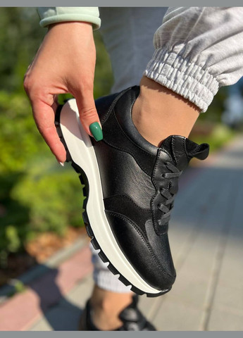 Жіночі кросівки з натуральної шкіри з анатомічною устілкою (1209) No Brand чорні демісезони (317171396)