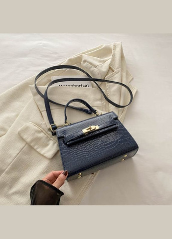 Жіноча сумка 8117 крос-боді на ремінці рептилія синя No Brand (306709431)