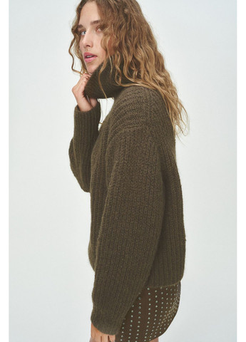 Оливковый (хаки) демисезонный зип свитер H&M