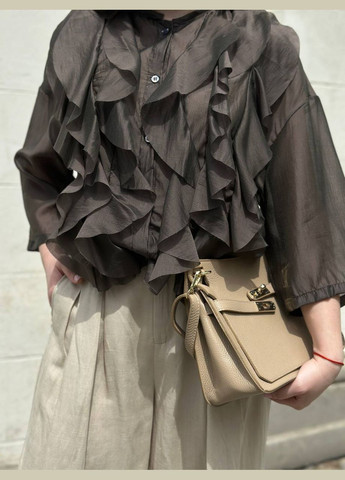 Темно-коричнева блузка в стилі боххо Hello