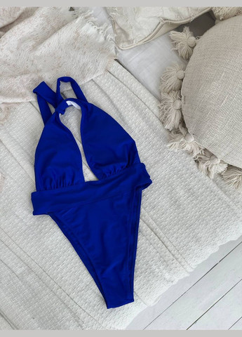 Синий летний женский купальник слитный No Brand