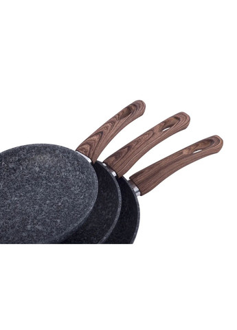 Набор сковород с антипригарным покрытием Grey marble из алюминия для индукции и газа KM- hjk Kamille 4169 (360880128)