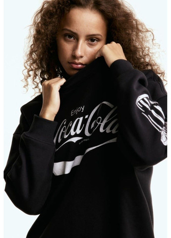 Чорний демісезонний жіночий світшот оверсайз з принтом н&м (57541) xs чорний H&M