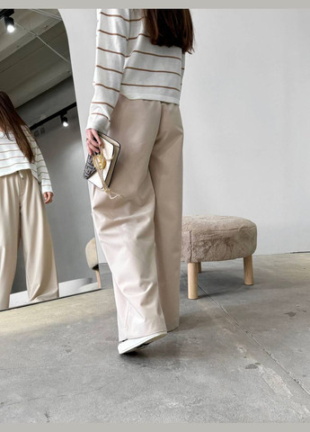 Женские брюки с декоративным шнурком цвет бежевый р.42 451519 New Trend (282927928)