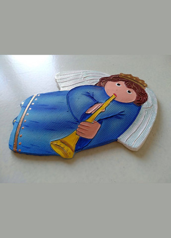 Керамічне настінне панно "Янгол з трубою" (блакитне вбрання) Коти&Ангели (301533109)