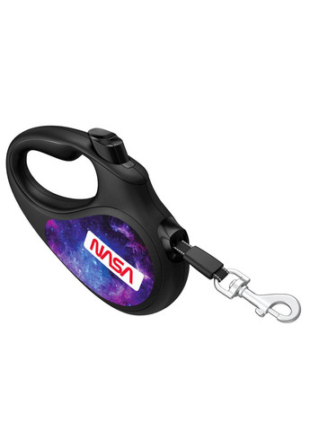 Повідецьрулетка для собак R-leash "NASA21" XS до 12 кг 3 м світловідбивна стрічка Чорний WAUDOG (279564530)