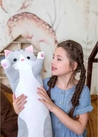 Мягкая игрушка кот серый 50 см плюшевая подушка антистресс Кот Батон для детей и взрослых для сна, объятий и декора дома No Brand (364191281)