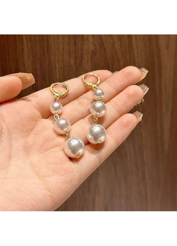 Сережки перлинні довгі перли висячі білі перлини No Brand (339104015)