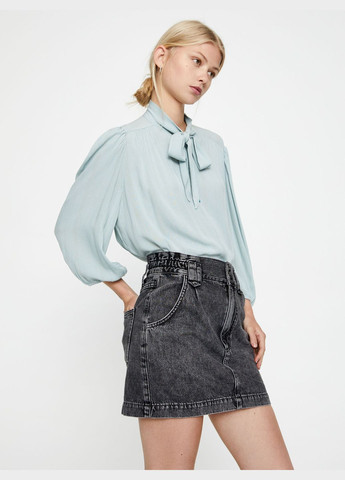 Голубая блуза из вискозы Pull & Bear