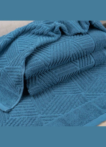 GM Textile комплект махровых полотенец уельс 3шт 50х90см, 50х90см, 70х140см 500г/м2 () синий производство -