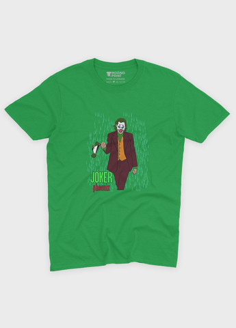 Зелена демісезонна футболка для хлопчика з принтом суперзлодія - джокер (ts001-1-keg-006-005-021-b) Modno
