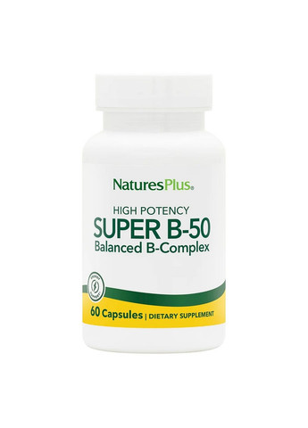 Вітаміни та мінерали Super B-50, 60 вегакапсул Natures Plus (293480285)