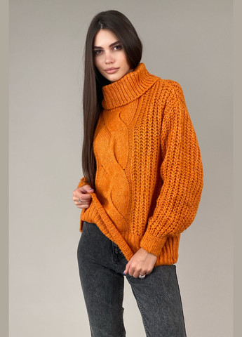 Помаранчевий зимовий светр в'язаний CHICLY