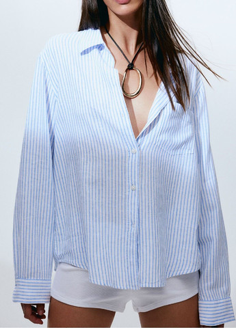 Синяя классическая рубашка в полоску H&M