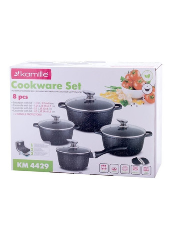 Набор посуды 9 пр. KM4429+Набор кухонных принадлежностей Tramontina Ability из нейлона 4 шт. 25199/601 Kamille (316516039)