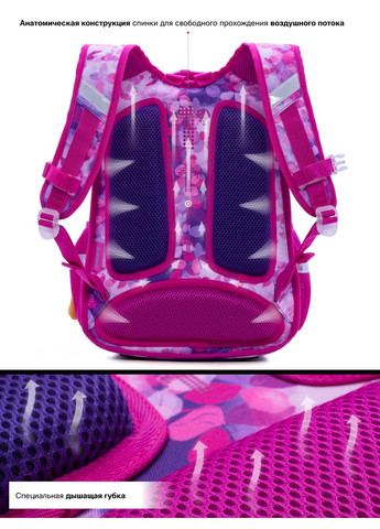 Ортопедический рюкзак для девочки Единорог 37х30х18 см розовый для 1 класса R2-173 Winner (293504262)