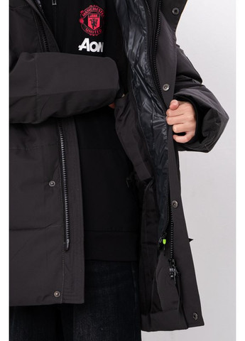 Темно-серая зимняя зимняя куртка для мальчика-подростка прямого кроя с двойной застежкой (p-18509) Носи своє