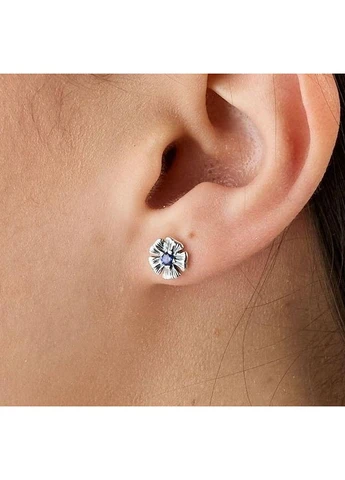 Пусеты серебряные асимметричные Барвинок Sapphire 925 Zirkon Skifska Etnika (399441026)