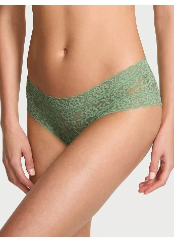 Трусики-чики жіночі мереживні Lace- Cheeky Panty зелені Victoria's Secret (389704759)
