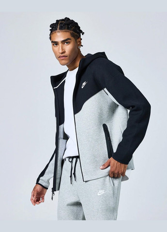 Кофта чоловіча Tech Fleece Fz Wr Hoodie FB7921-064 сіра чорна Nike (303106400)