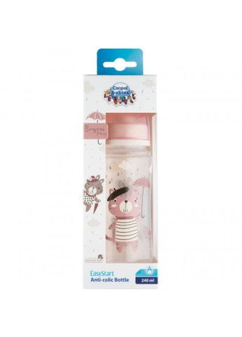 Пляшечка для годування Canpol Babies bonjour paris з широким отвором 240 мл рожева (268140603)