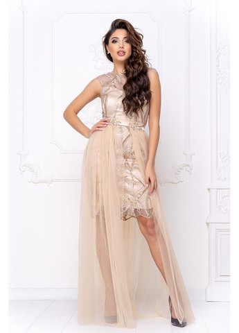 Золотий коктейльна сукня атлас вишивка 20028 золота Tanita-Romario