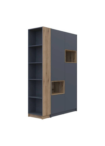 Шафа для одягу з нішою та етажеркою Дейл Графіт/Дуб Евок 2 ДСП 143.2х52х220 (DRS-011734) Doros (361999361)