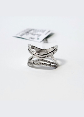 Срібна каблучка Широка в білих каменях розмір срібло 925 проби Родоване 4242р 4.00г No Brand (306741658)