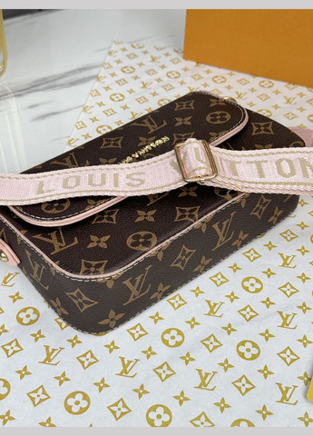 Женская сумочка кросс-боди Луи Витон два ремня (цвет коричневый розовые ремни) No Brand (322560197)