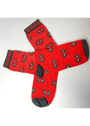 Комбинированные носки мужские высокие 1 пара "deadpool" красные 40-45 р хлопковые Vakko надписи (374939983)