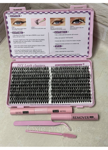 Набір накладних пучкових вій 3D + клей, закріплювач, пінцет, 1 щіточка, ремувер (418 шт.) No Brand (370589878)
